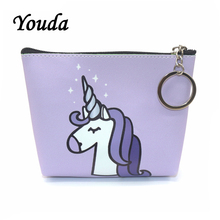 Youda-bolsa con dibujo de unicornio arcoíris, bolsa con cremallera para tarjetas, monedero, bolsa Porta llaves 2024 - compra barato
