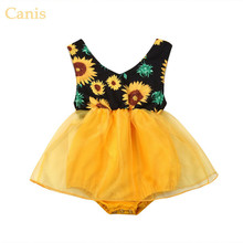 Summer Clothes For Baby Girl Sunflower Romper Dress Bodysuit Infant Princess Party Lace Tutu Dress 2024 - buy cheap