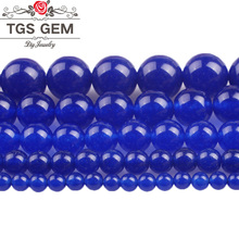 Contas soltas redondas de pedra azul escuro, macias, jades azuis 4 6 8 10 12mm, para pulseiras, fabricação de jóias por atacado 2024 - compre barato