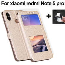 Cubierta de ventana abierta para xiaomi redmi Note 5 pro, Funda de cuero PU, carcasa abatible, carcasa trasera 2024 - compra barato