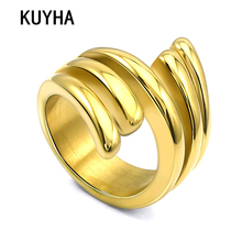 Женский комплект из кольца и кольца, золотистого/серебристого цвета, из нержавеющей стали 316L, размер США 2024 - купить недорого
