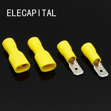 6.3mm Yellow 25 Female 25 Male Spade Insulated Electrical Crimp Terminal Connectors 2024 - buy cheap