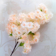 5p seda flor flor de cerejeira ramos begonia sakura árvore haste para evento decoração da árvore de casamento flores decorativas artificiais 2024 - compre barato