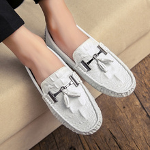 Loafers White Men Loafer Split Leather Mens Casual Shoes Luxury Brand Light Soft Moccasins Breathable Slip On Shoes Male Flats 2024 - buy cheap