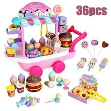 Mini carrinho de sorvete doce, 36 peças, brinquedo educacional, super divertido, carro, gelado, brinquedos de cozinha para crianças 2024 - compre barato