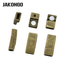 JAKONGO-5 juegos/lote de palmeras magnéticas chapadas en bronce antiguo para la fabricación de joyas, pulsera de cuero artesanal, 17x7mm 2024 - compra barato