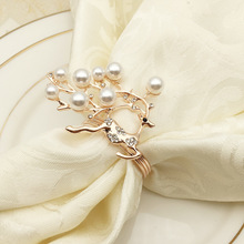 10pcs/lot Rose Gold Pearl Christmas Deer Napkin Ring Metal Napkin Buckle Cloth Napkin Ring Napkin Ring 2024 - buy cheap