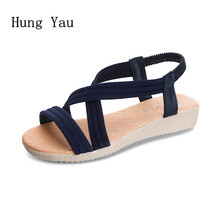 Woman Sandals Shoes 2018 Summer Flip Flops Style Wedges Gladiator Flat Sandals Women Fashion Slippers Breathable Plus Size 2024 - buy cheap