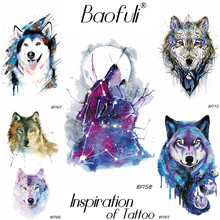 BAOFULI Flash Galaxy Coyote Tribal King Wolf Temporary Tattoo Men Waterproof Fake Tatoos Arms Watercolor Body Art Tattoo Sticker 2024 - buy cheap