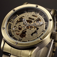 Men Watch Full Stainless Steel Brand Vintage Bronze Men watches Skeleton Clock  Antique Casual Automatic Mechanical Watches Male 2024 - buy cheap