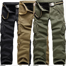 Мужские теплые зимние брюки-карго, повседневные мужские брюки, комбинезон с несколькими карманами в стиле милитари, мужские уличные брюки 2024 - купить недорого