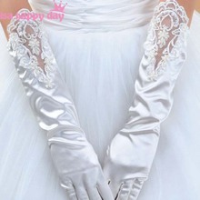 luva de noiva Long Lace Bridal Wedding Gloves with Finger Ivory White BLack Bride Gloves Wedding Accessories gants de mariee 2024 - buy cheap