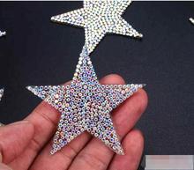 1pcs Sparkling AB color crystal rhinestone Five-pointed star design patches sequined shoes/hats/bags applique iron on motif 2024 - buy cheap