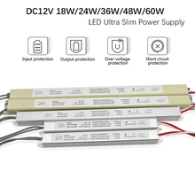 Fuente de alimentación LED ultradelgada DC12V 18W 24W 36W 48W 60W, transformadores de iluminación, controlador de AC110-220V para tiras LED 2024 - compra barato
