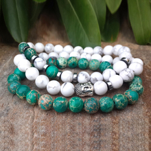 SN0270 2015, mejor venta, pulsera de Buda, conjunto de pulsera de piedra blanca natural, nuevo diseño, pulsera para hombre, Envío Gratis 2024 - compra barato