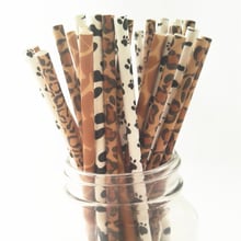 Fashion Animal Grain Straw Set Disposable Paper Cold Drink Straw Straight Print One-off Sucker Straight Straw Party Drinkware 2024 - buy cheap