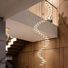 Lustres modernos minimalistas para piso, corredor moderno, atmosfera nórdica, sala de estar, vila, escada espiral, suspensão longa