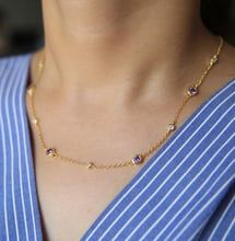 Женская цепочка из прозрачного фиолетового циркония, ожерелье из цепочки 41 + 5 см, зима 2017 2024 - купить недорого