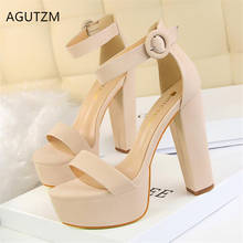 AGUTZM Women's shoes thick with thin high heels sexy nightclub women's shoes waterproof platform open toe belt buckle sandals271 2024 - buy cheap