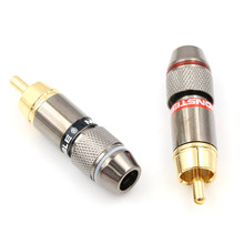 2 uds/1 par nuevo chapado en oro conector RCA adaptador de enchufe macho Video/conector de Cable de Audio Cable de soporte negro y rojo 2024 - compra barato