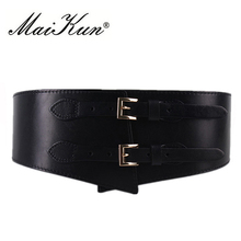 MaiKun-cinturones anchos de piel de vaca de lujo para mujer, hebilla de Pin doble Retro, cinturones para pretina femenina 2024 - compra barato