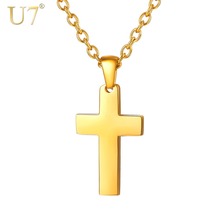 U7 Jesus Cross Pendant Necklaces Long Link Chains Religious Christian Crucifix Solid Color Women Choker Men Jewelry Gifts P1218 2024 - buy cheap