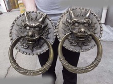 Tibet Copper Bronze Dragon Head Palace Guardian Door handle Knocker statue Pair 2024 - buy cheap