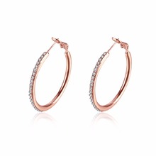 Elegant Women Hoop Earrings Fashion Rose Gold Color Hypoallergenic Alloy 3A Zircons Inlaid Earrings for Lady Party Jewelry Gift 2024 - buy cheap
