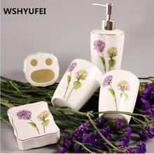 luxury lavenderToilet ceramic bathroom accessary set Liquid bottle cups Toothbrush holder Soap dispenser bathroom decoration 2024 - buy cheap