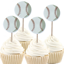 24/48pcs Boys Baseball Football Theme Cake Topper Happy Birthday Party Soccer Cupcake Toppers With Sticks Decorate Baby Shower 2024 - buy cheap