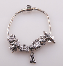 Free shipping alloy European beads Metal Shoe charms bracelet with girl bag plane charm alloy bracelets 2024 - buy cheap