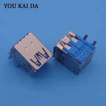 USB 3,0 AF 90 градусов двухскоростной USB разъем типа A USB, синий пластиковый сердечник, экологичный двойной USB 2024 - купить недорого