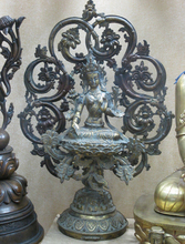 Xd 001584 19 "budismo tibetano clássico em bronze ouro flor de lótus branco estátua de buda tara 2024 - compre barato