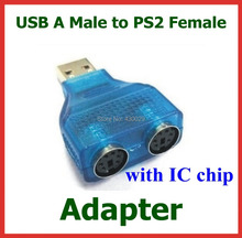 50pcs USB Male to PS2 Female Adapter Connector Y-Splitter Plug Extender Converter 1 Male to 2 Female IC Chip for Keyboard Mouse 2024 - buy cheap