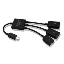 4 в 1 микро USB концентратор Двойной Порт OTG кабель адаптер питания один для трех портов для телефонов Android OTG кабель для передачи данных 2024 - купить недорого