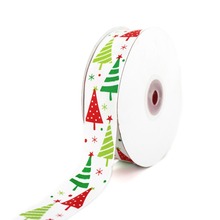 White Color Grosgrain Printed Red Christmas Tree Ribbon 1" 25 mm Handmade Gift DIY Crafts Tape 2024 - buy cheap