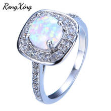 RongXing Mystic Rainbow Zircon White/Blue Fire Opal Rings For Women Silver Color 7MM Round Stone Ring Gifts RP0208 2024 - buy cheap