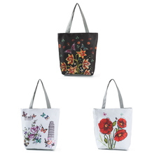 Floral impresso tote bolsa feminina grande capacidade lona bolsa de ombro verão praia saco oh66 2024 - compre barato