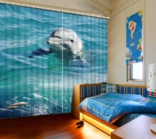 Современные оконные шторы любого размера, 3D занавески, морской дельфин, гостиная, спальня, затемненное окно, фото, 3d шторы 2024 - купить недорого