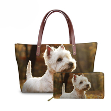 NOISYDESIGNS Ladies Handbags 3D West Highland Terrier Dog Printing Top-Handle Bags Women Luxury Design Hand Bags Female Bolsa 2024 - buy cheap