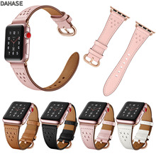 Ремешок тонкий из натуральной кожи для Apple Watch, женский маленький браслет для наручных часов iWatch Series 1 2 3, 42 мм 38 мм 2024 - купить недорого