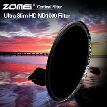 Фильтр ZOMEI ND1000 HD ND тонкий, 58 мм, 18 слоев, многослойный, 10-stop/3,0, нейтральная плотность, Серый фильтр для Canon, Nikon, Sony, OLYMPUS 2024 - купить недорого
