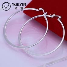 Wholesale silver plated hoop earrings for women big round circle earrings High quality Hot Sale Silvery white 2024 - buy cheap