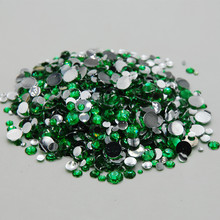 Apparel decoration Round Acrylic Glue On rhinestone Green Zircon Color Mixed Sizes Flat Back Nail Art Strass Chaton Clothes 2024 - buy cheap