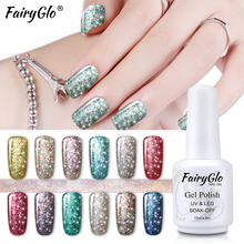 FairyGlo 15ml Estrelado Bling Glitter Unhas de Gel UV Gel Unha Polonês Stamping Pintura Gellak Sorte Laca Híbrido Gel Laca Verniz 2024 - compre barato