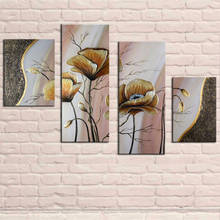 Handmade Acrylic Floral Paintings Hand Painted Abstract Flower Oil Painting On Canvas Home Decor Wall Art 4 Panel Pictures Sets 2024 - buy cheap