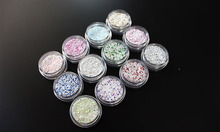 Glitter 3d para arte em unhas, 12 cores, neve, acrílico, pó uv, glitter, ferramenta de manicure 2024 - compre barato