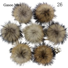 Bolas de pele de guaxinim e raposa, 5 tamanhos diy 13-14cm 15cm, pompoms para chapéu de malha, gorros e cachecol 2024 - compre barato