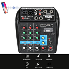 Звуковая микшерная консоль A4 с Bluetooth записью, мини-аудиомиксер с USB, Профессиональный 4-канальный DJ караоке KTV Meeting 2024 - купить недорого