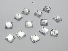 200 claro cuadrado acrílico flatback diamantes de imitación botón 8mm coser cuentas 2024 - compra barato